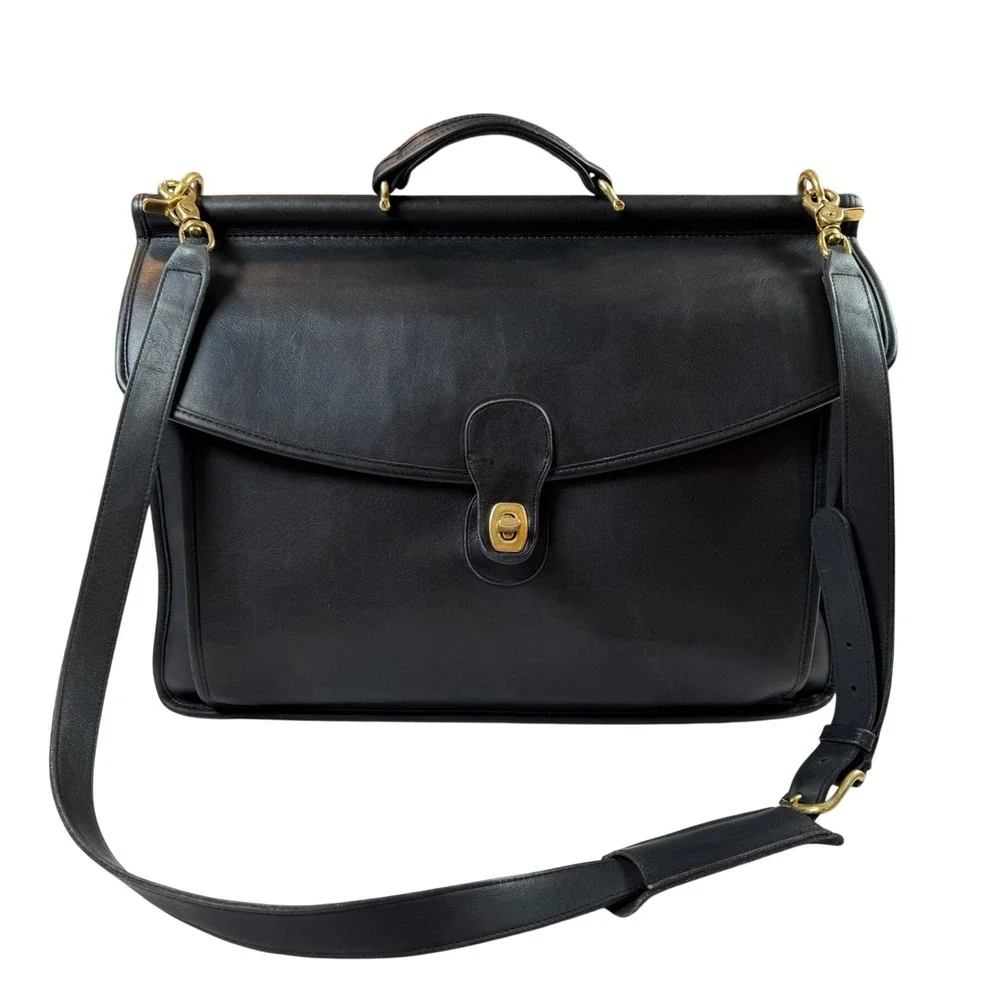 Vintage Coach Beekman Briefcase Black Leather Messenger Bag 058-3113 USA Made